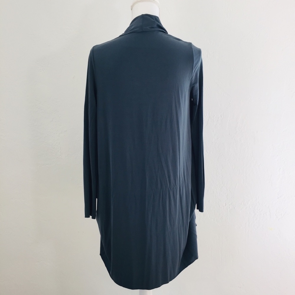AllSaints Draped Long-Sleeve Mini Dress in Deep Teal and also available in Black - Picture 6 of 8